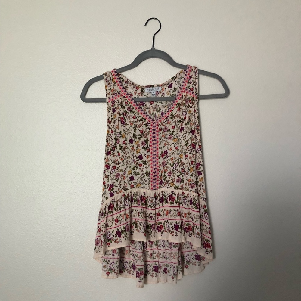 Boho floral peplum tank top Size XS